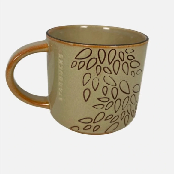 Starbucks 2013 Brown Embossed Engraved Fall Leaves Collectors Coffee Tea Mug - Picture 10 of 10
